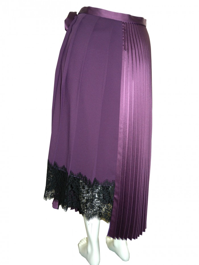 Smarteez Women's Elegant Pleated Purple Wallet Skirt