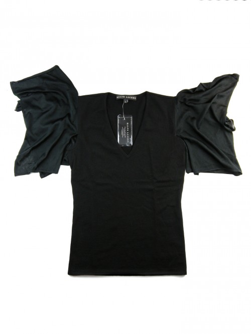 Ralph Lauren Black Label Maglia Donna Volant Nero Ralph Lauren Black Label Maglia Donna Volant Nero