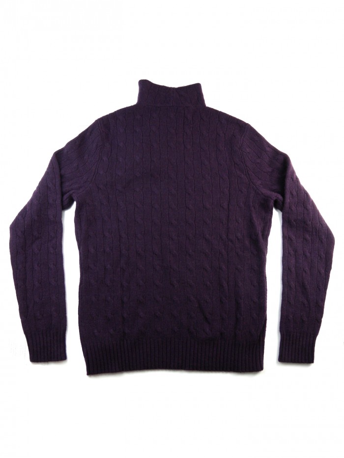 Ralph Lauren Black Label Maglia Donna Wrap Mock NK Trecce Prugna