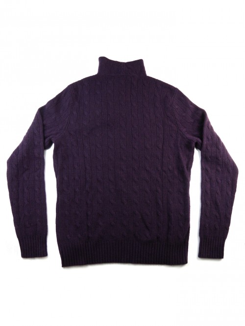 Ralph Lauren Black Label Sweater Woman Wrap Mock NK Braids Plum