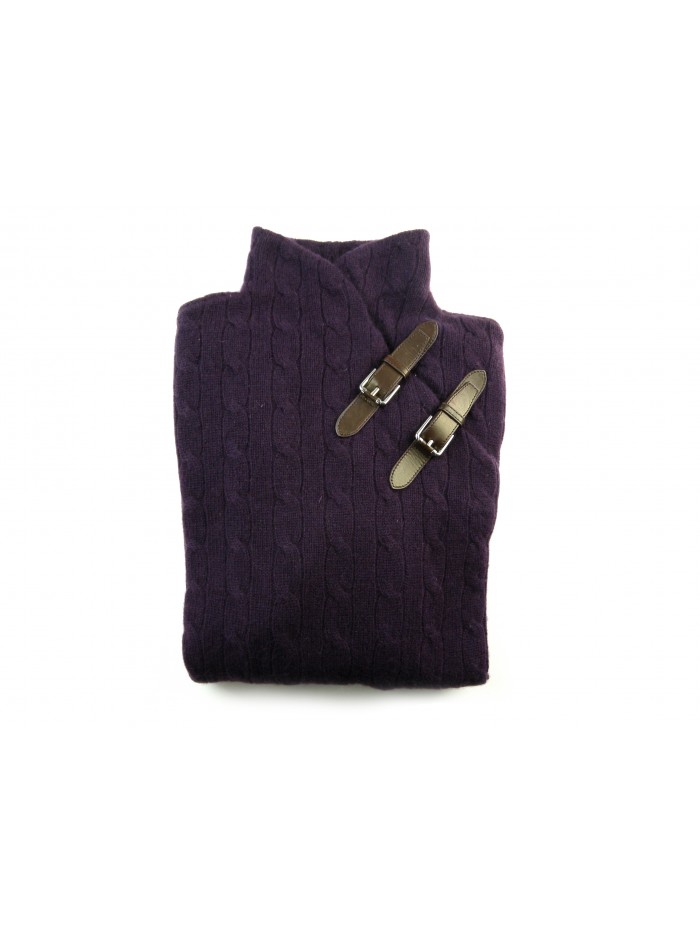 Ralph Lauren Black Label Maglia Donna Wrap Mock NK Trecce Prugna