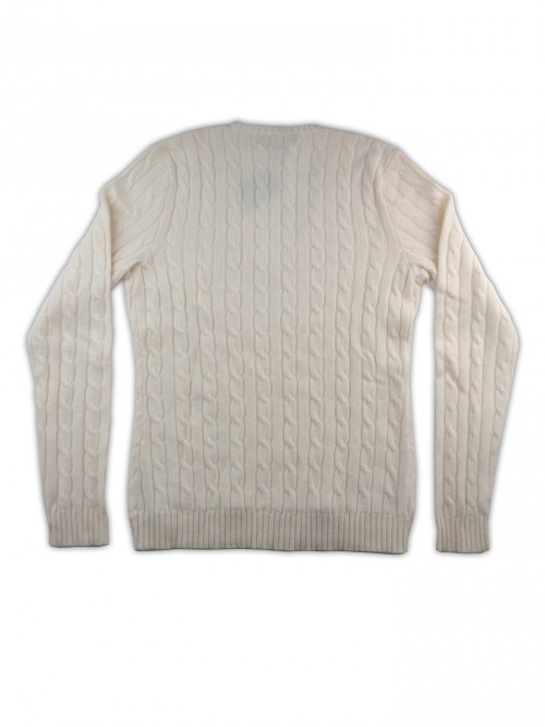 Ralph Lauren Black Label Sweater Woman Mited V-Neck Cable Cream