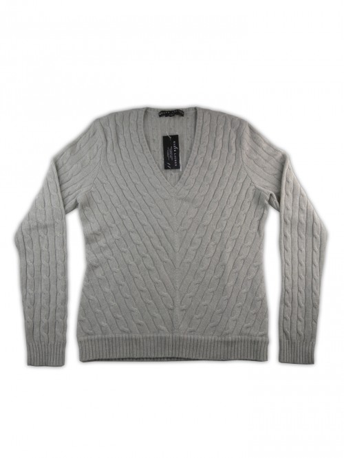 Ralph Lauren Black Label Women's Shirt Mited V-Neck Cable Pearl Ralph Lauren Black Label Women's Shirt Mited V-Neck Cable Pearl