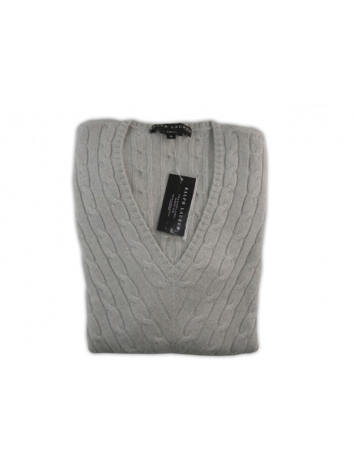 Ralph Lauren Black Label Women's Shirt Mited V-Neck Cable Pearl