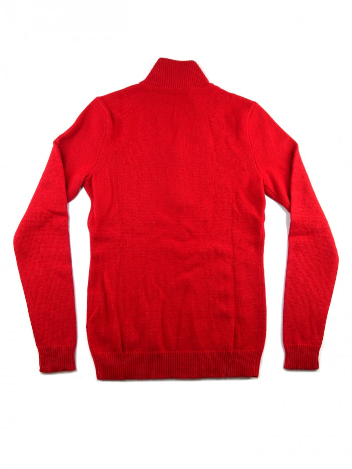 Ralph Lauren Black Label Maglia Donna High Neck Slit Front Top Rosso