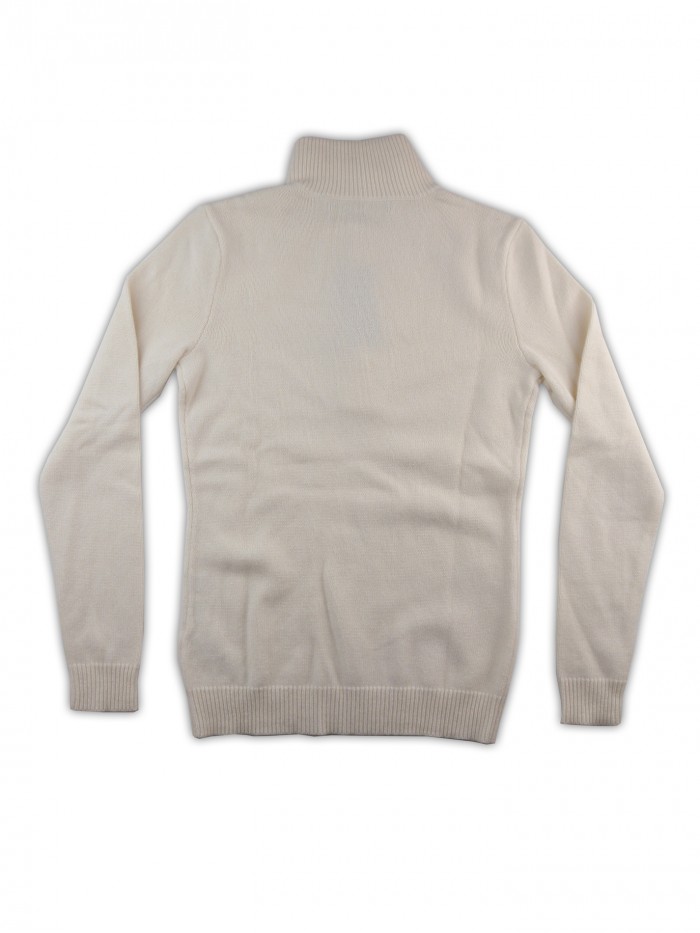 Ralph Lauren Black Label Sweater Woman High Neck Slit Front Top Cream