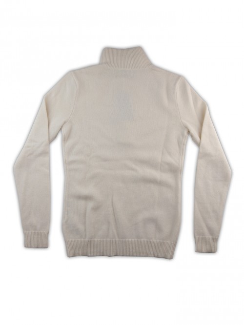 Ralph Lauren Black Label Sweater Woman High Neck Slit Front Top Cream