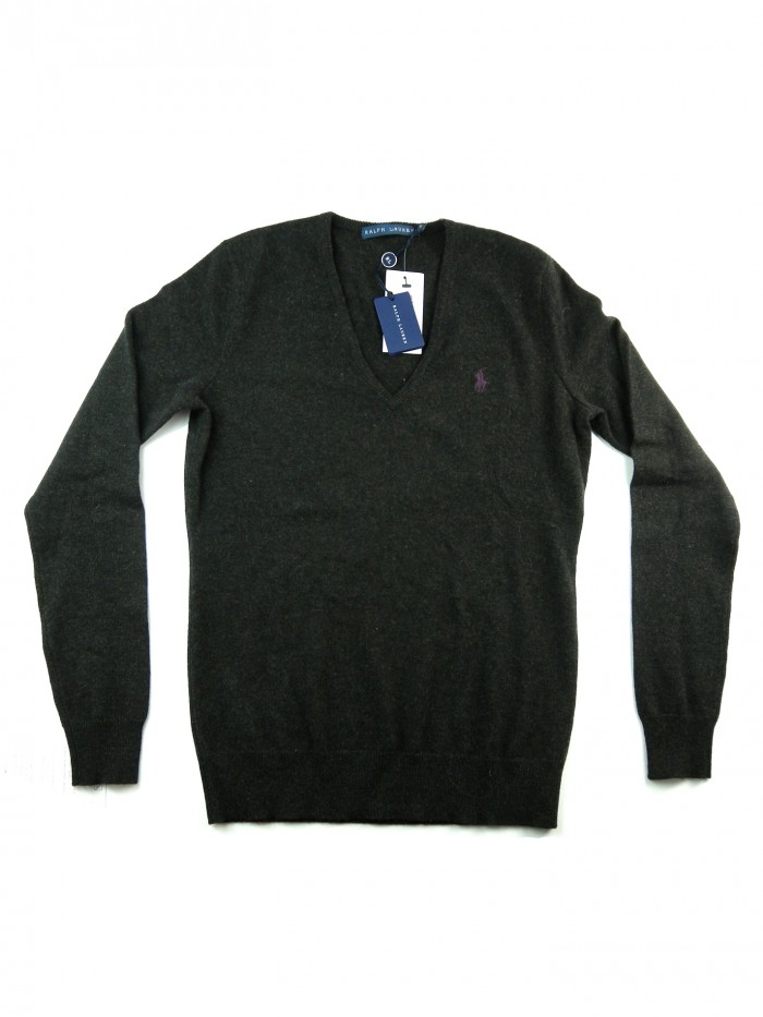 Ralph Lauren Maglia Donna V-Neck Grigio Scuro Ralph Lauren Maglia Donna V-Neck Grigio Scuro