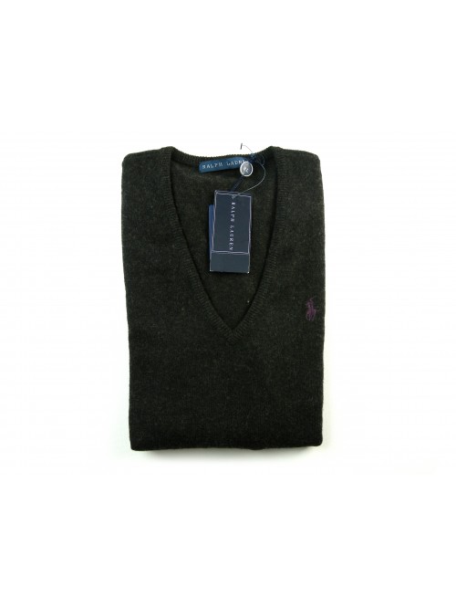 Ralph Lauren Maglia Donna V-Neck Grigio Scuro