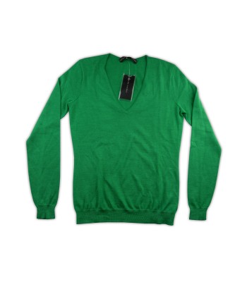 Ralph Lauren Black Label Women's Green Flag V-Neck Sweater