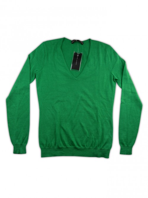 Ralph Lauren Black Label Women's Green Flag V-Neck Sweater Ralph Lauren Black Label Women's Green Flag V-Neck Sweater