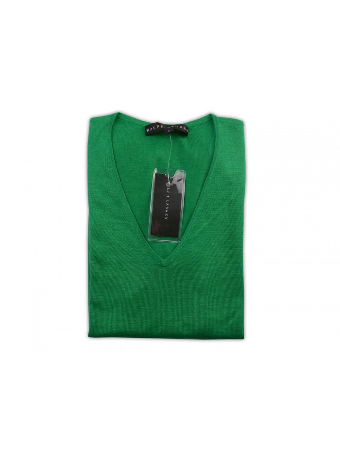 Ralph Lauren Black Label Women's Green Flag V-Neck Sweater