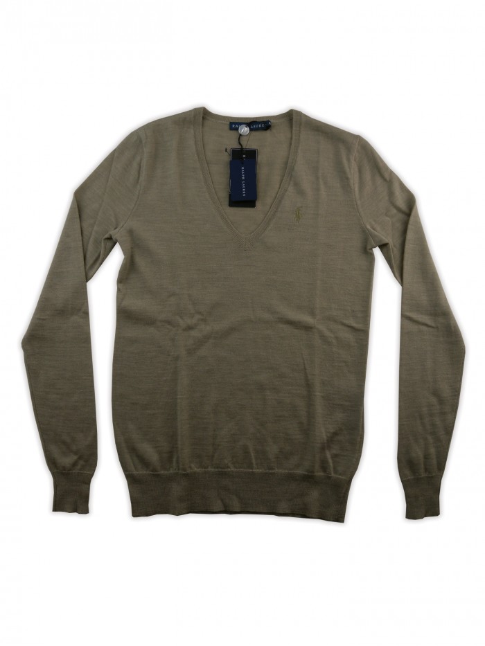Ralph Lauren Women's V-Neck Sweater Art.391BS NVW1135A 2A30 Taupe Ralph Lauren Women's V-Neck Sweater Art.391BS NVW1135A 2A30 Taupe