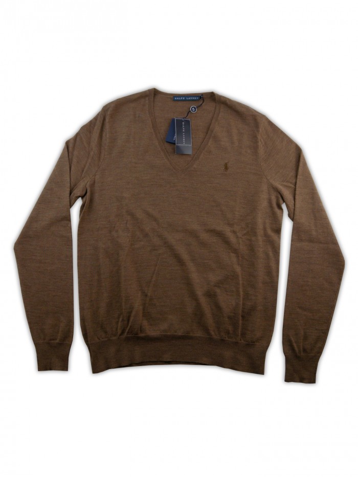 Ralph Lauren Women's V-Neck Sweater Art.391BS NVW1135A 2A25 Brown Ralph Lauren Women's V-Neck Sweater Art.391BS NVW1135A 2A25 Brown