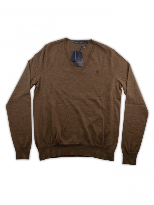 Ralph Lauren Women's V-Neck Sweater Art.391BS NVW1135A 2A25 Brown Ralph Lauren Women's V-Neck Sweater Art.391BS NVW1135A 2A25 Brown