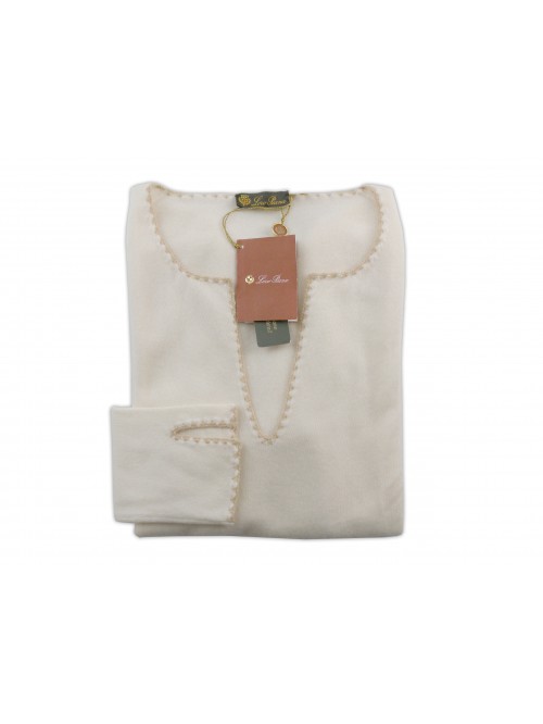 Loro Piana Maglia Donna Ivato Crochet 9322906 Panna