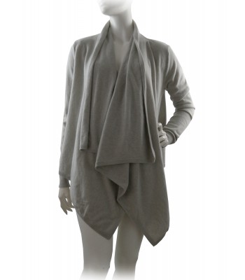 Ralph Lauren Black Label Cardigan Woman Easy Wrap Pearl Gray