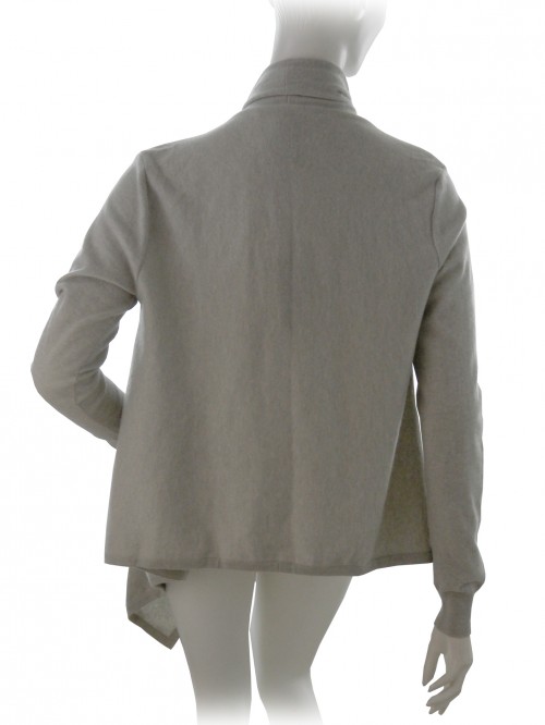 Ralph Lauren Black Label Cardigan Woman Easy Wrap Pearl Gray