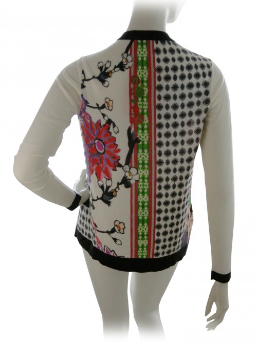 Etro Cardigan Woman Mod. 15741 Wool and Floral Silk