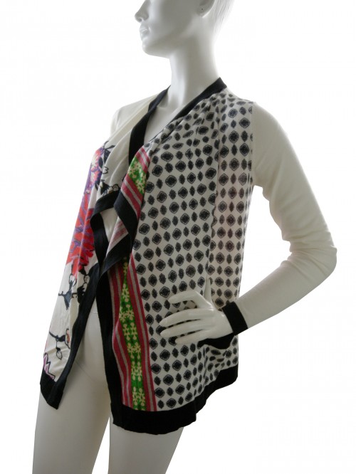 Etro Cardigan Woman Mod. 15741 Wool and Floral Silk