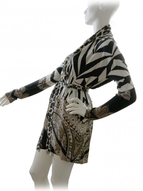Etro Cardigan Woman Mod. 18359 Cashmere and Animalier Silk