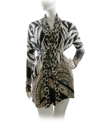Etro Cardigan Woman Mod. 18359 Cashmere and Animalier Silk