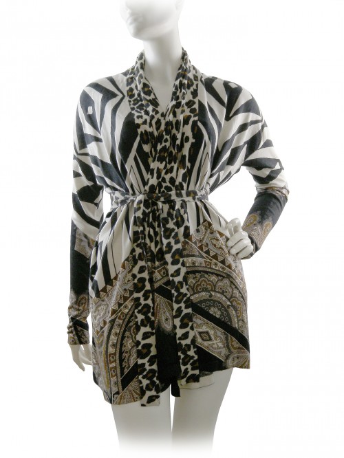 Etro Cardigan Woman Mod. 18359 Cashmere and Animalier Silk Etro Cardigan Woman Mod. 18359 Cashmere and Animalier Silk