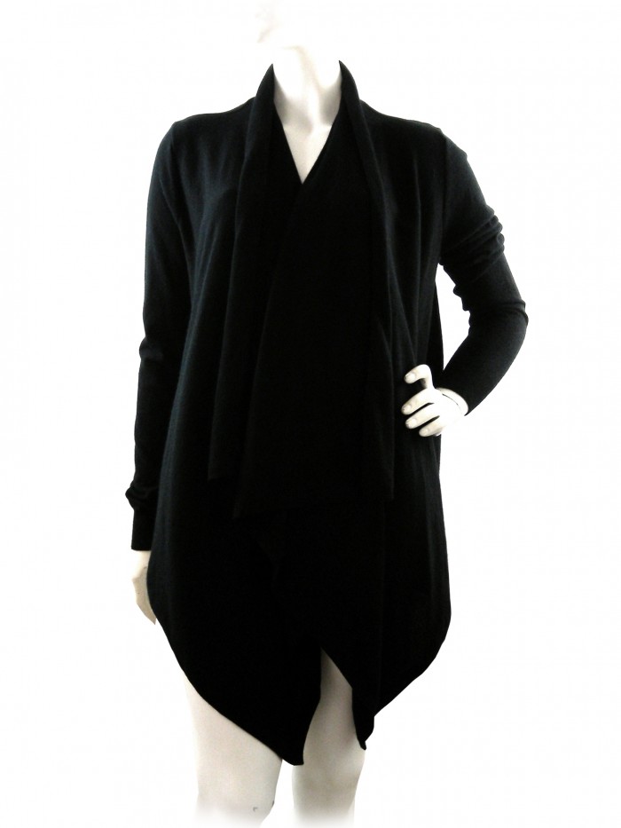 Ralph Lauren Black Label Cardigan Woman Easy Wrap Black Ralph Lauren Black Label Cardigan Woman Easy Wrap Black