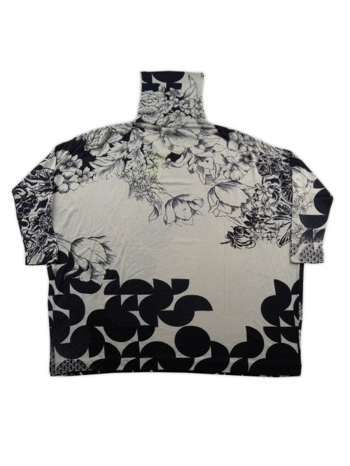 Etro Maglia Donna Mod. 18988 Dolcevita Floreale Nero/Beige