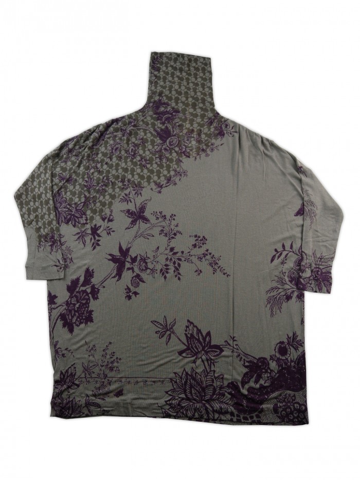 Etro Maglia Donna Mod. 18988 Dolcevita Floreale Tortora/Melanzana