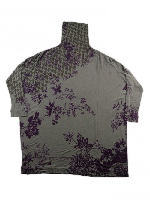 Etro Sweater Woman Mod. 18988 Turtledove / Aubergine Floral Turtleneck