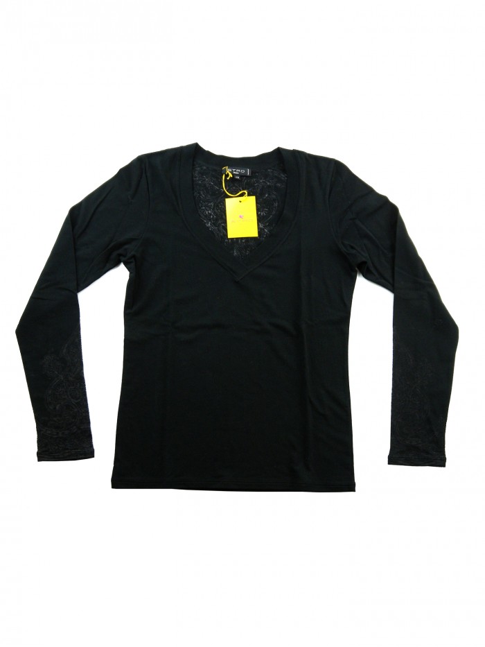 Etro Maglia Donna Mod. 18985 V-Neck Unita Nero