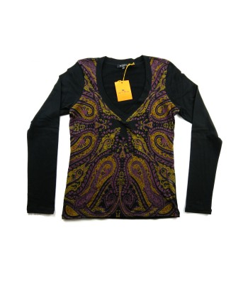 Etro Maglia Donna Mod. 18985 V-Neck Fantasia/Nero