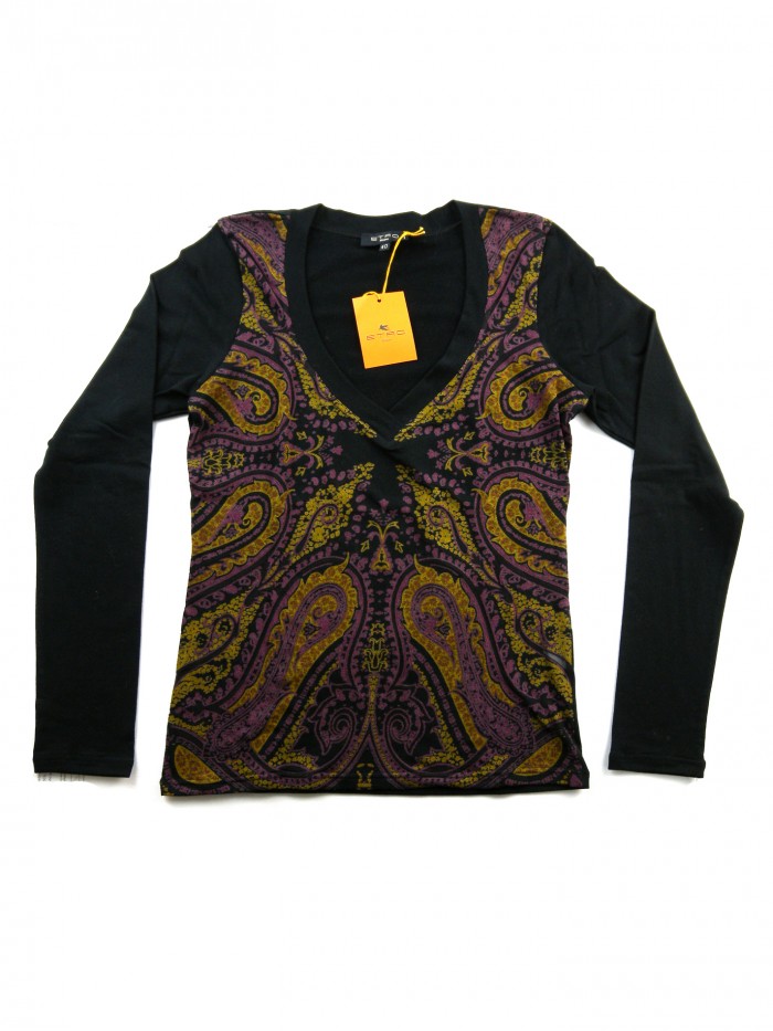 Etro Sweater Woman Mod. 18985 V-Neck Fantasy / Black Etro Sweater Woman Mod. 18985 V-Neck Fantasy / Black