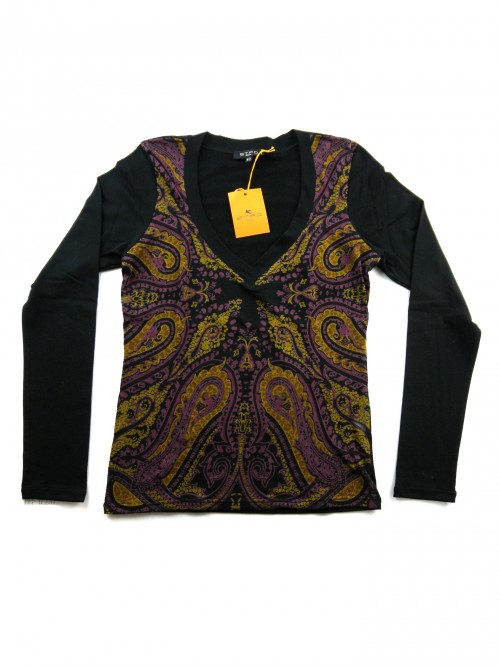Etro Sweater Woman Mod. 18985 V-Neck Fantasy / Black Etro Sweater Woman Mod. 18985 V-Neck Fantasy / Black
