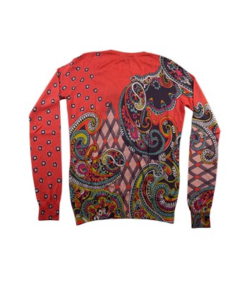 Etro Sweater Woman Mod. 18715 V-Neck Fantasy / Coral / Multicolor 2