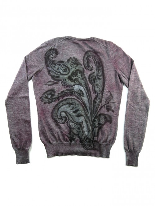 Etro Maglia Donna Mod. 18204 V-Neck Fantasia/Grigio/Glicine