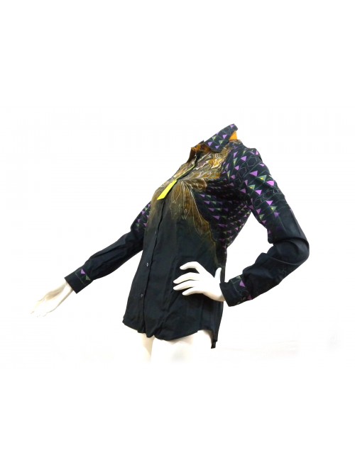 Etro Camicia Donna Butterfly Nero/Verde/Viola