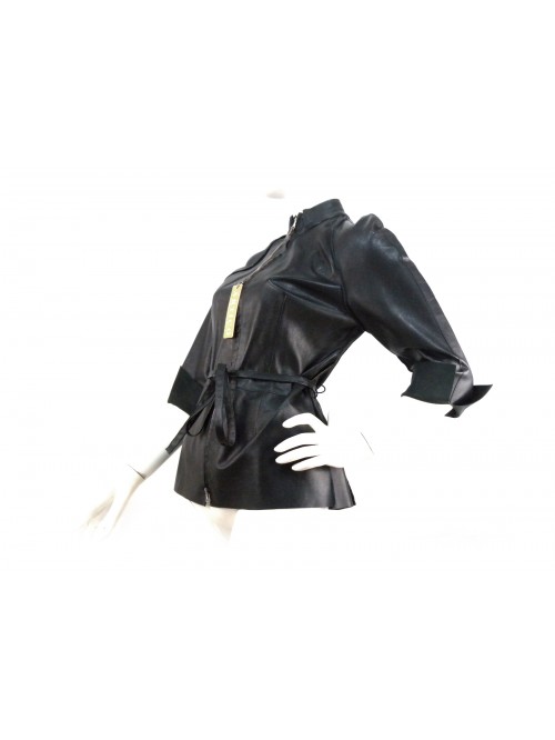 Artico Elegant 3/4 Leather Woman Jacket Black