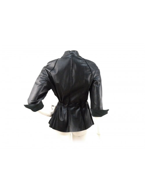 Artico Elegant 3/4 Leather Woman Jacket Black