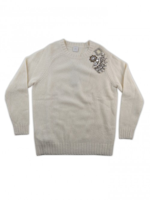 Pinko Maglia Donna Mod. Corinto Perline e Paillettes Panna Pinko Maglia Donna Mod. Corinto Perline e Paillettes Panna