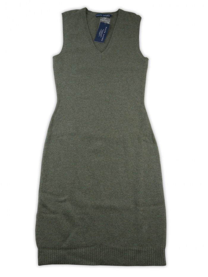 Ralph Lauren Women's Green V-Neck Sleeveless Dress Ralph Lauren Women's Green V-Neck Sleeveless Dress
