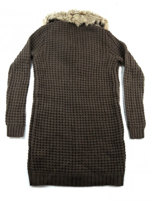 Ralph Lauren Cardigan Donna Lungo Pelliccia Marrone