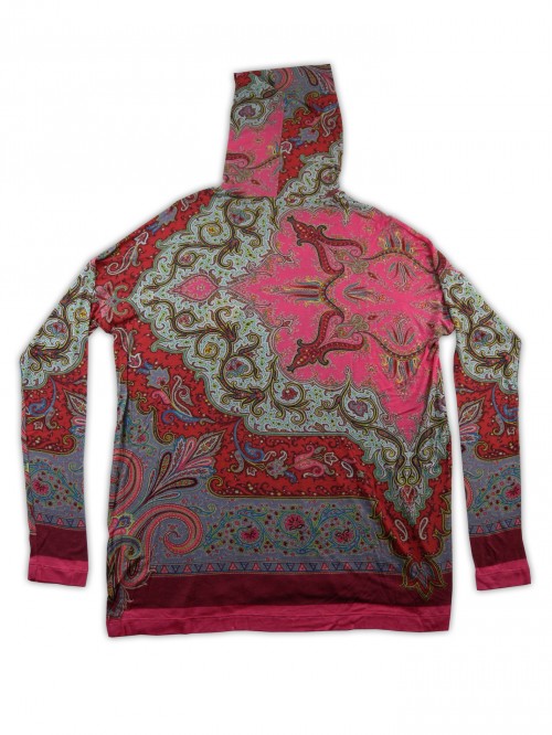Etro Maglia Donna Mod. 18848 Fantasia Paisley Corallo Rosa