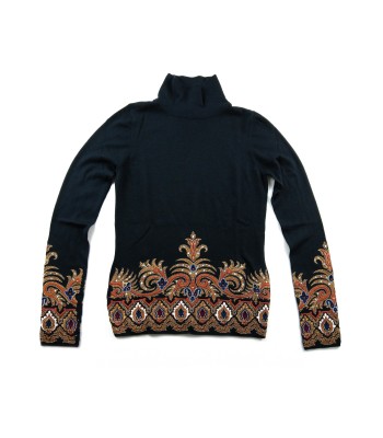 Etro Woman Sweater Mod. 19089 Symmetrical Pattern Embroidery Turtleneck