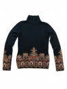 Etro Woman Sweater Mod. 19089 Symmetrical Pattern Embroidery Turtleneck