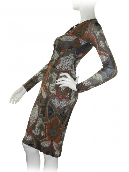 Etro Vestito Donna Mod. 15443 Slim V-Neck Fantasia