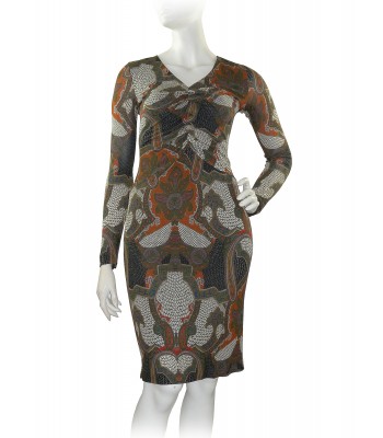 Etro Vestito Donna Mod. 15443 Slim V-Neck Fantasia