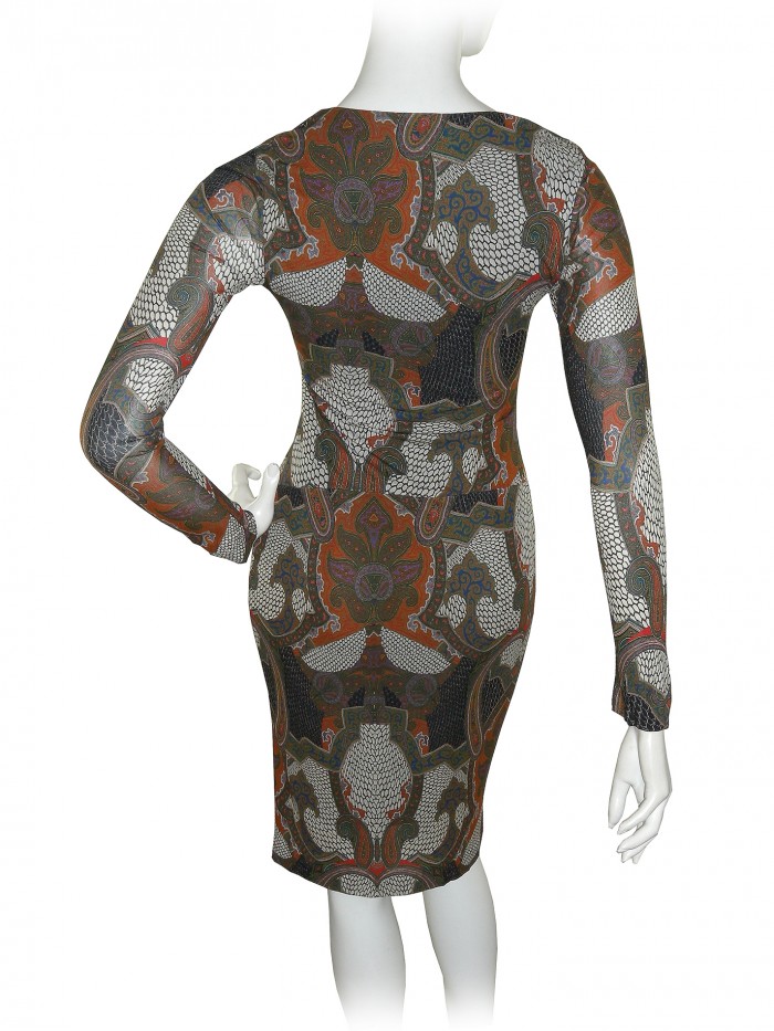 Etro Vestito Donna Mod. 15443 Slim V-Neck Fantasia
