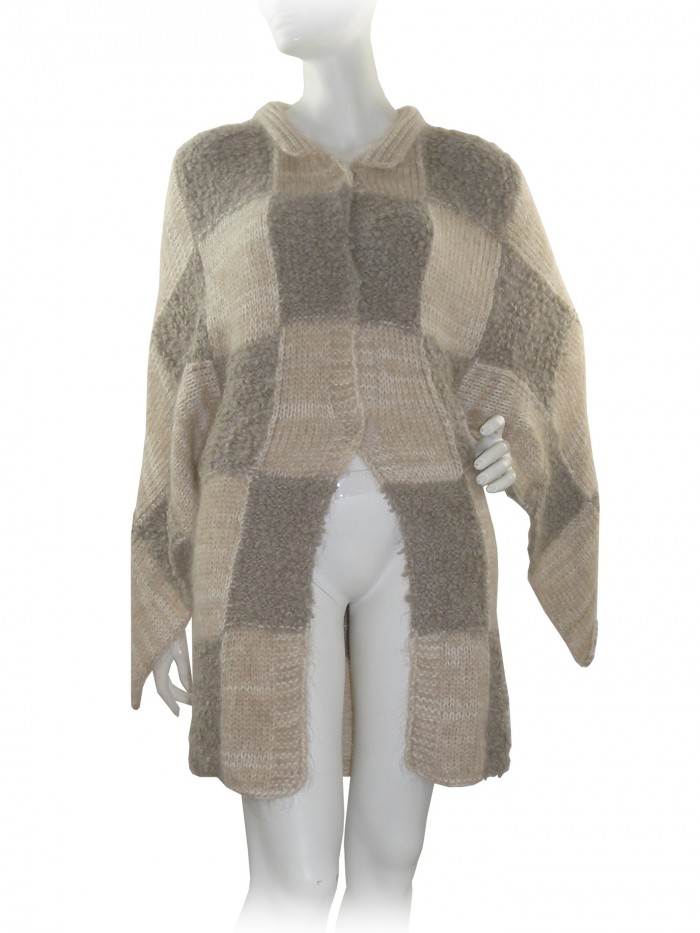Etro Cardigan Donna Mod. 18348 Pipistrello Quadri Beige Etro Cardigan Donna Mod. 18348 Pipistrello Quadri Beige